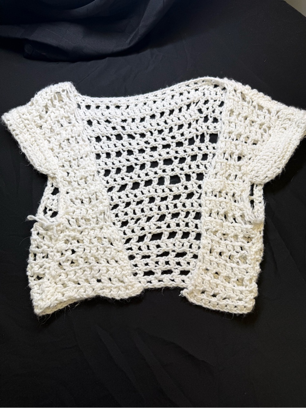 White Crochet Open-Front Women’s Sweater Bolero (M)